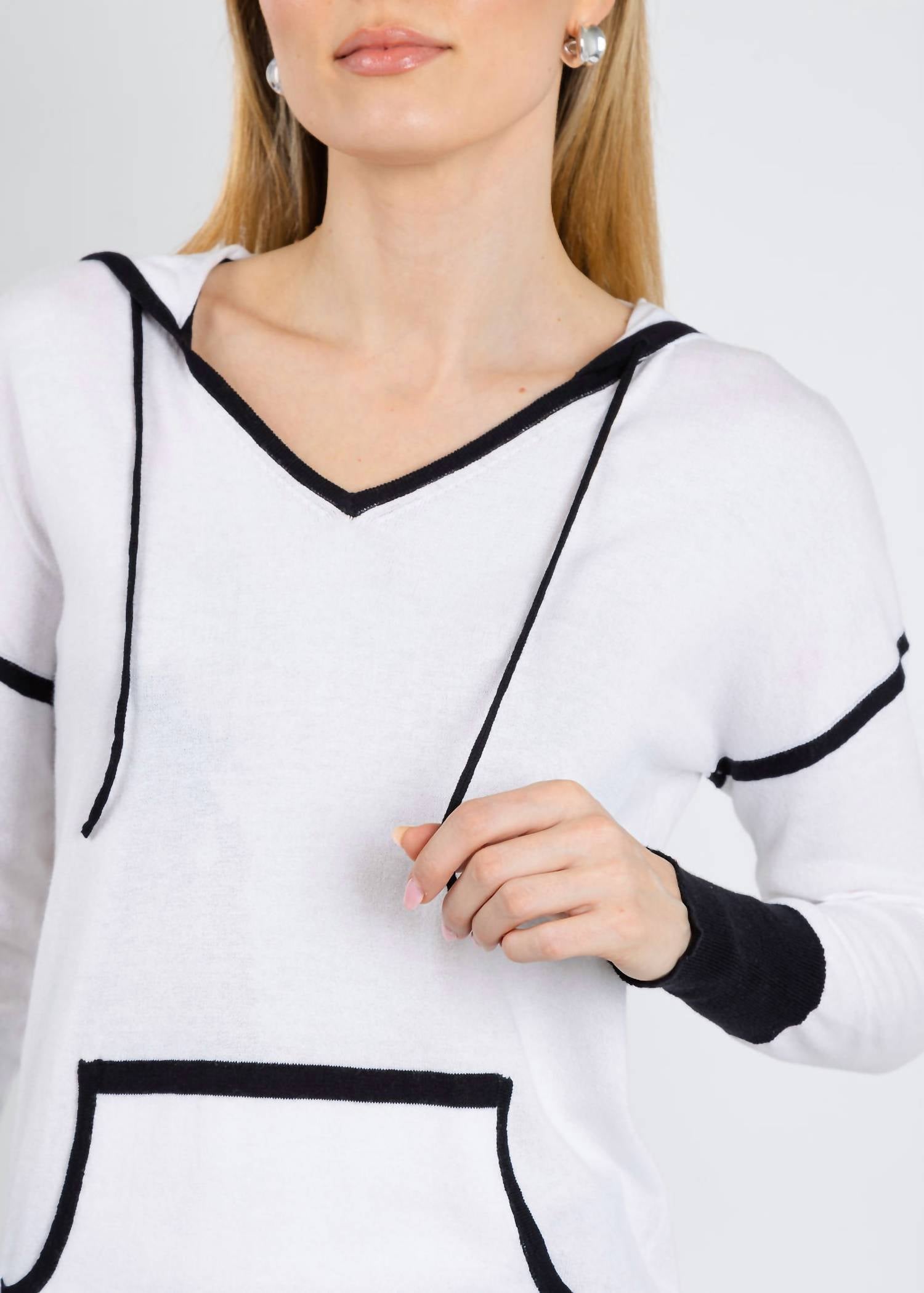 Pure Amici Devi Mesh Hoodie in white - women's top - alternate view