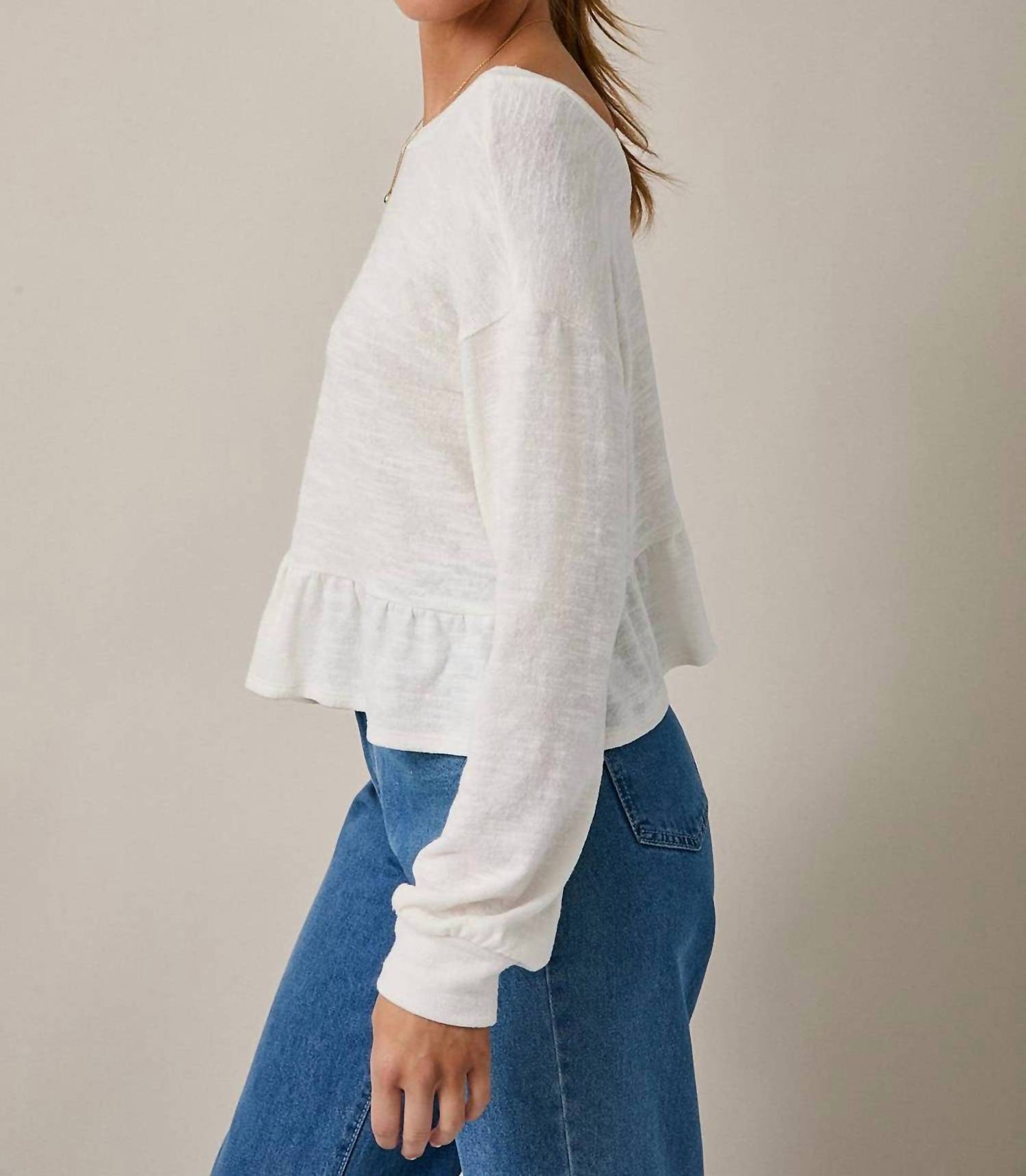 Gilli - Peplum Hem Scoop Neck Top