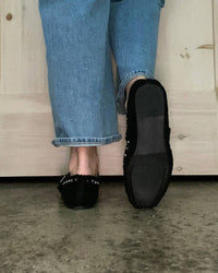 Vintage Havana - Women's Fluffy Mary Jane Flats With Studs
