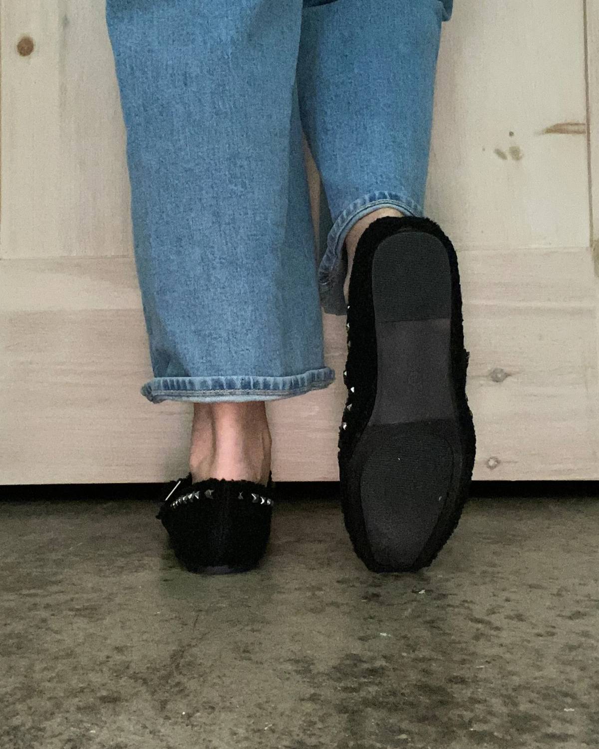 Vintage Havana - Women's Fluffy Mary Jane Flats With Studs