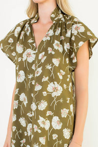 Thml - Short Sleeve Floral V-Neck Dress