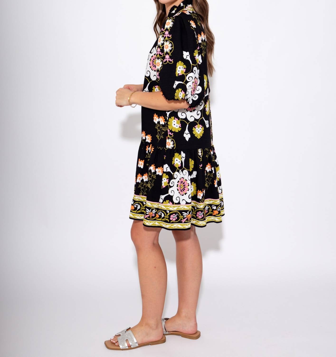 Thml - Midnight Blossom Puff Sleeve Dress