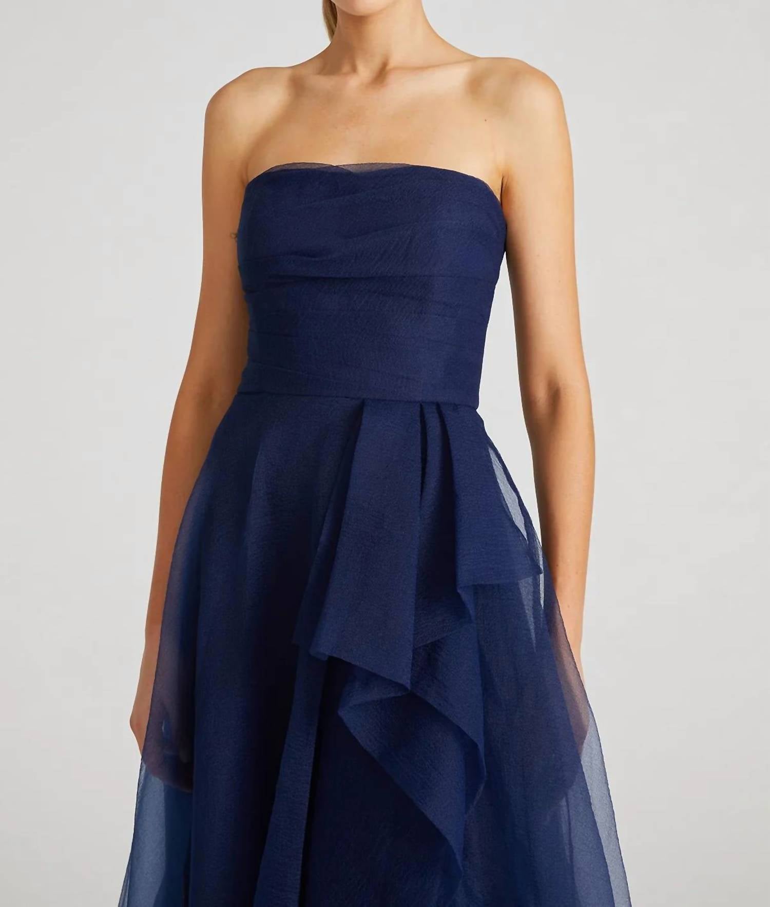 Theia - Teresa Strapless Draped Gown