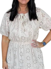 Mystree - Eyelet Short Sleeve Maxi Dress