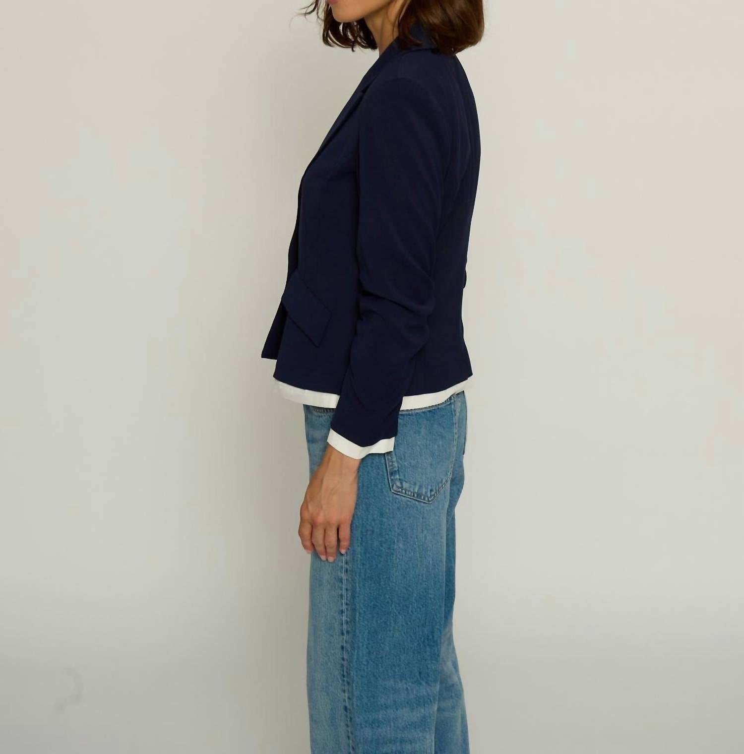 Central Park West - Scrunched Sleeve Blazer With Shirting