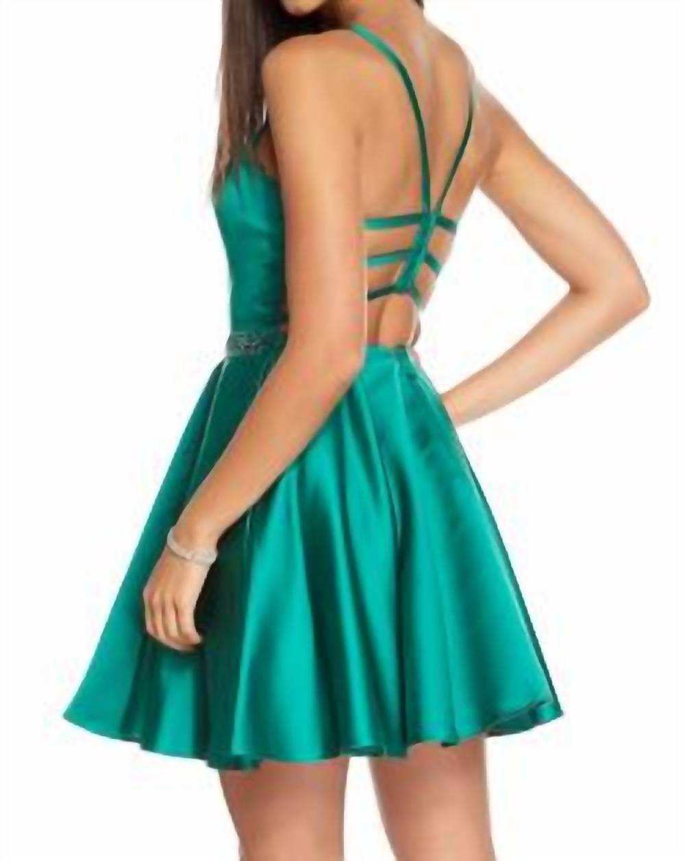 Strappy Back Short Silk Satin Dress