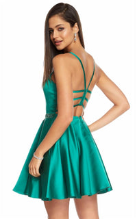 Strappy Back Short Silk Satin Dress