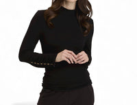 Xcvi - Ainsley Button Accent Sleeve Turtleneck Top