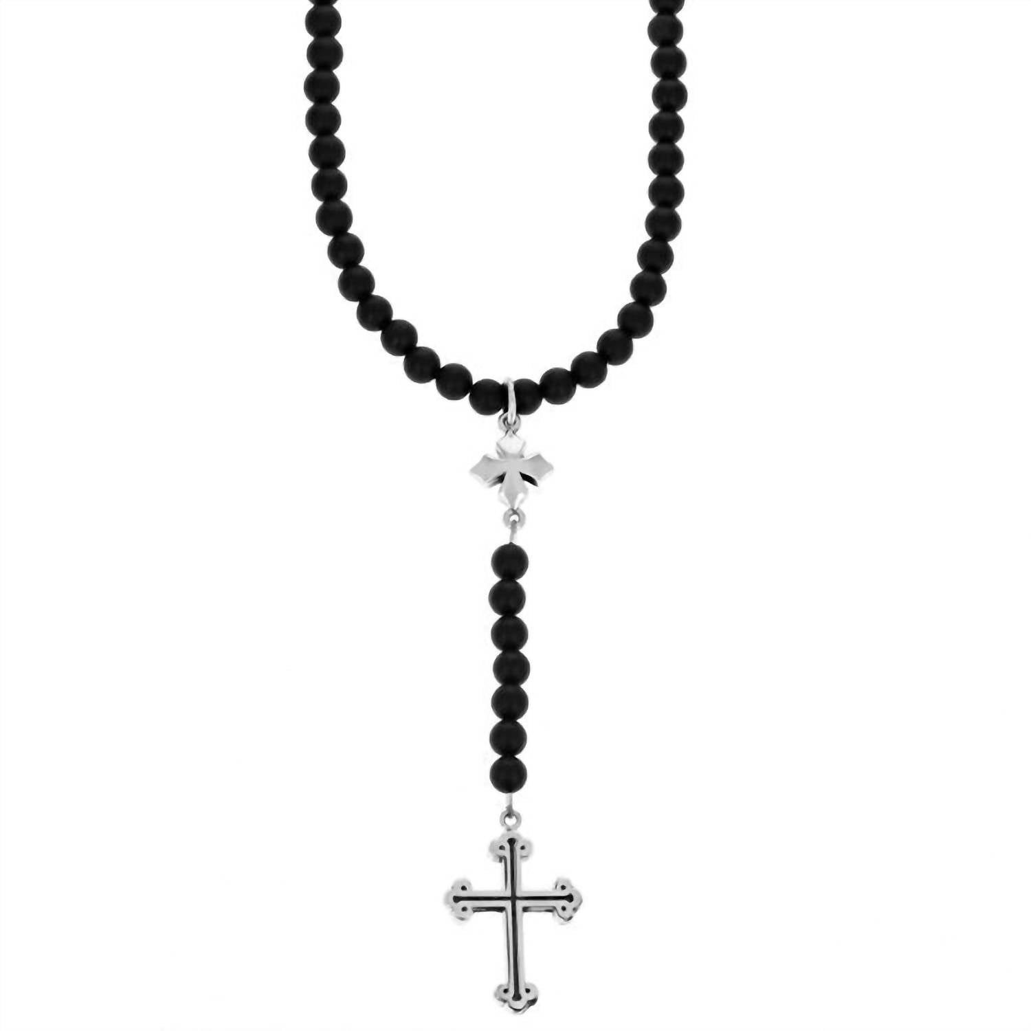 King Baby Studio - Women's Beaded Rosary With Mb And Traditional Cross Necklace