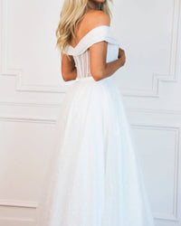 Cinderella Divine - Off Shoulder Sparkly Wedding Dress