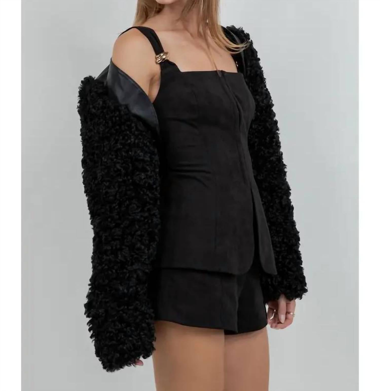 Whiteroom+Cactus - Faux Leather Sherpa Combo Bolero Moto Jacket