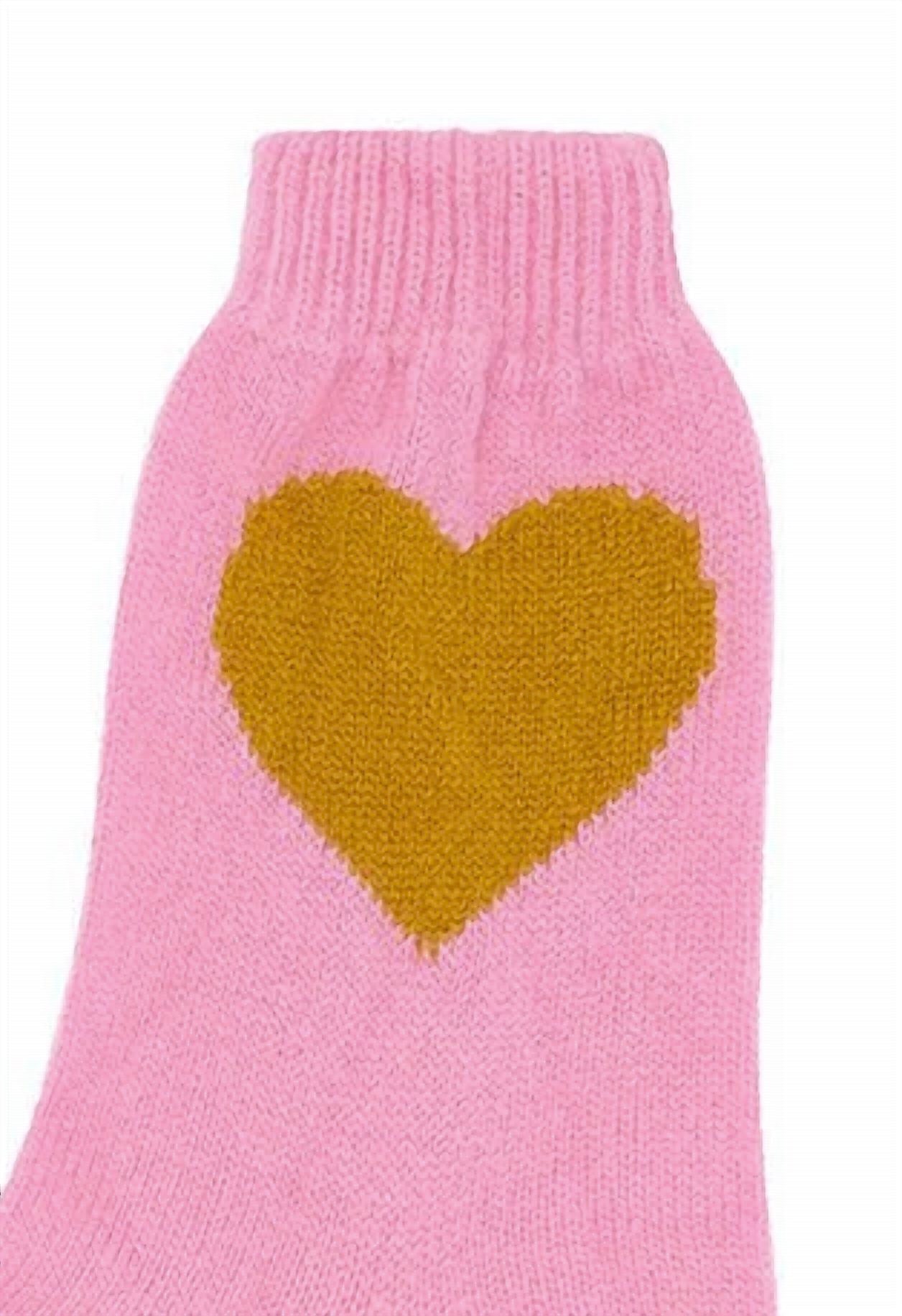 Jumper1234 Women's Heart Socks in candy mustard - women's accessory - detail view