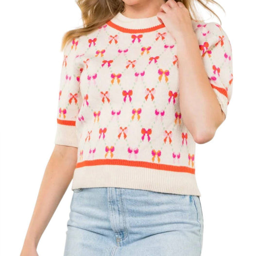 Thml - Short Sleeve Ribbon Print Sweater