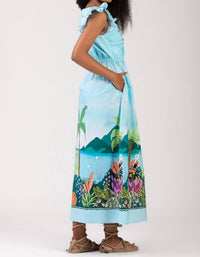 Celina Moon Flavian Maxi Dress in lia sky - women's dress - detail view