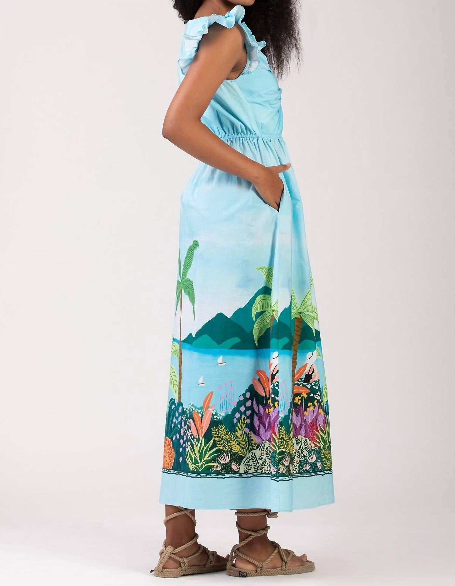 Celina Moon Flavian Maxi Dress in lia sky - women's dress - detail view
