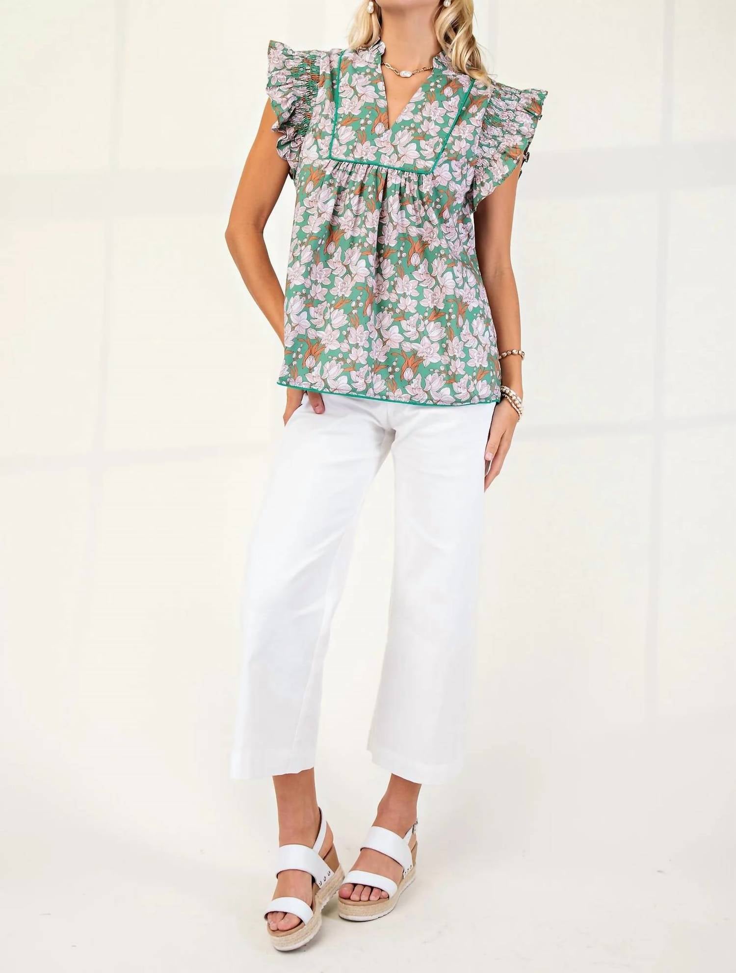 Gigio - Kelly Top With Piping Trim Details - Plus