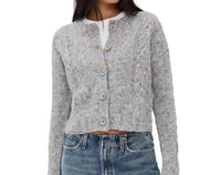 Autumn Cashmere Cable Boxy Cardigan in confetti grey - women's cardigan