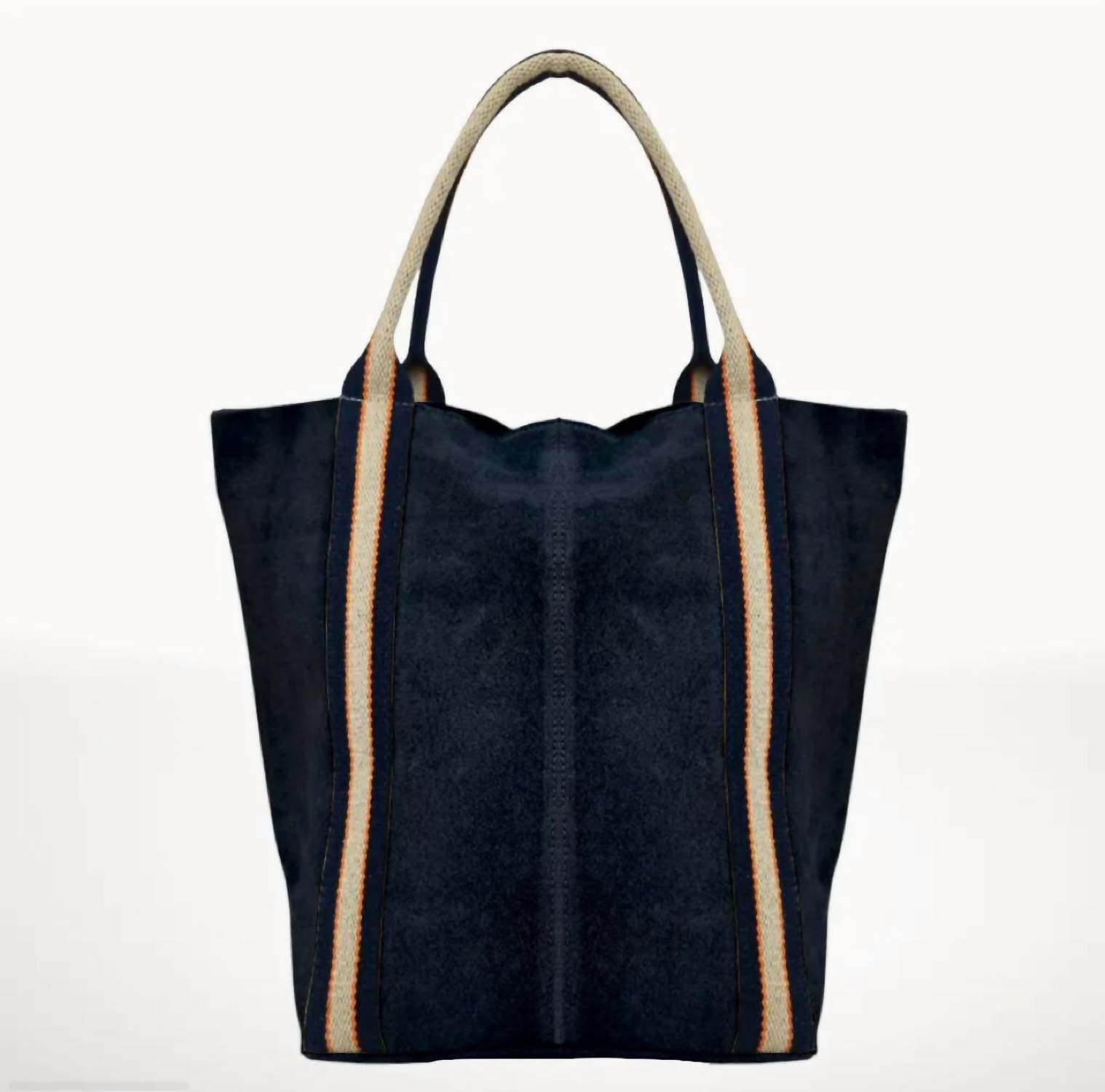 Italian'S Leather - Women's Suede And Stripe Tote