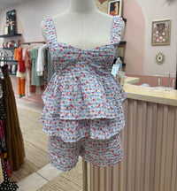 Sincerely Ours Farrah Checkered Printed Hot Shorts in cherry - women's shorts - alternate view
