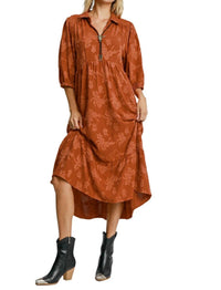 Umgee - Floral Burnout Textured Midi Dress