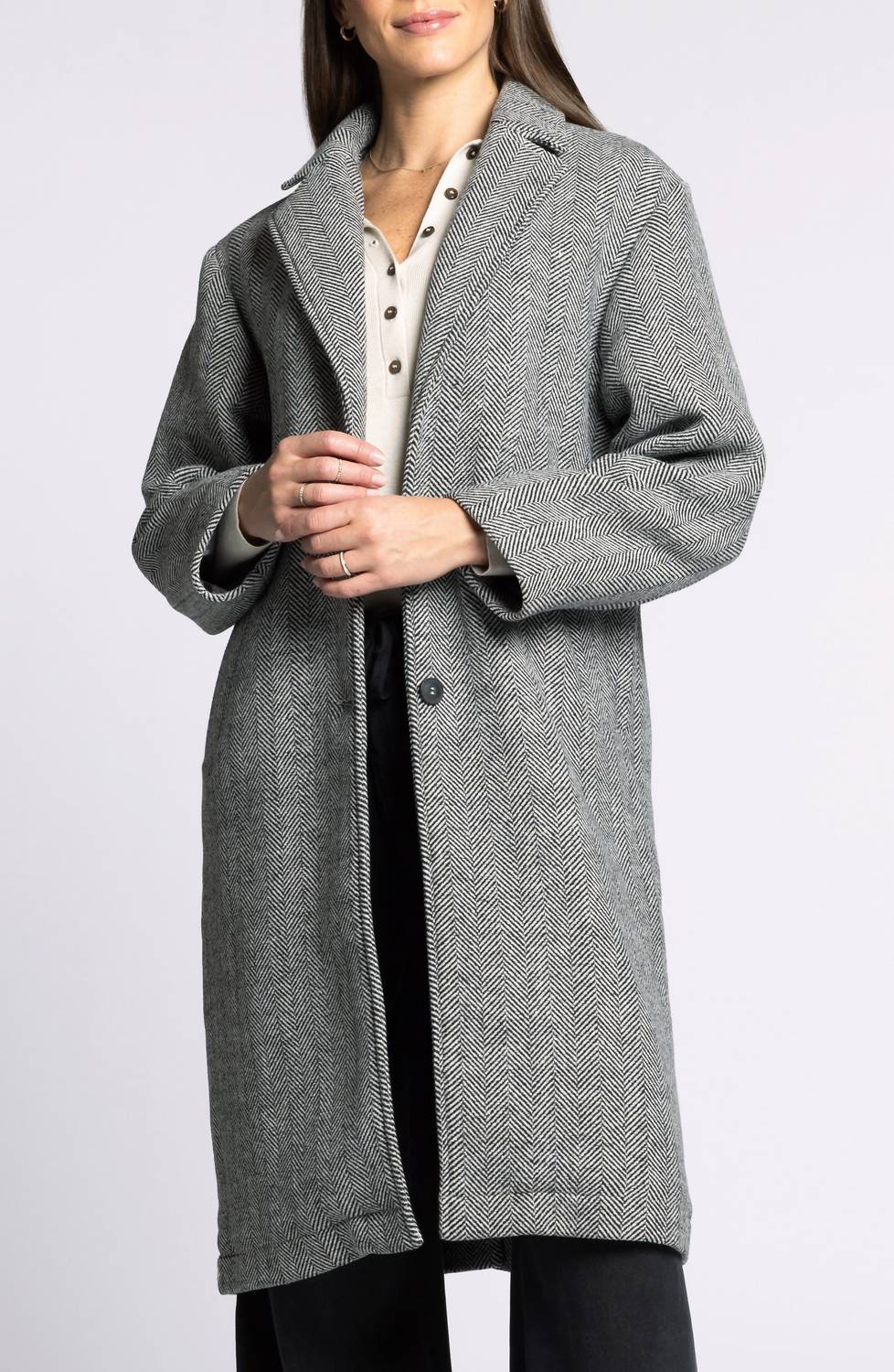 Thread & Supply Catalina Herringbone Coat in charcoal melange - women's jacket - view 5