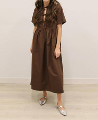 Olivaceous - Stella Bow Front Relaxed Fit Midi Dress