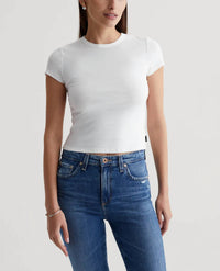 AG Jeans Hutton Crew Top in ex white - women's t-shirt - detail view
