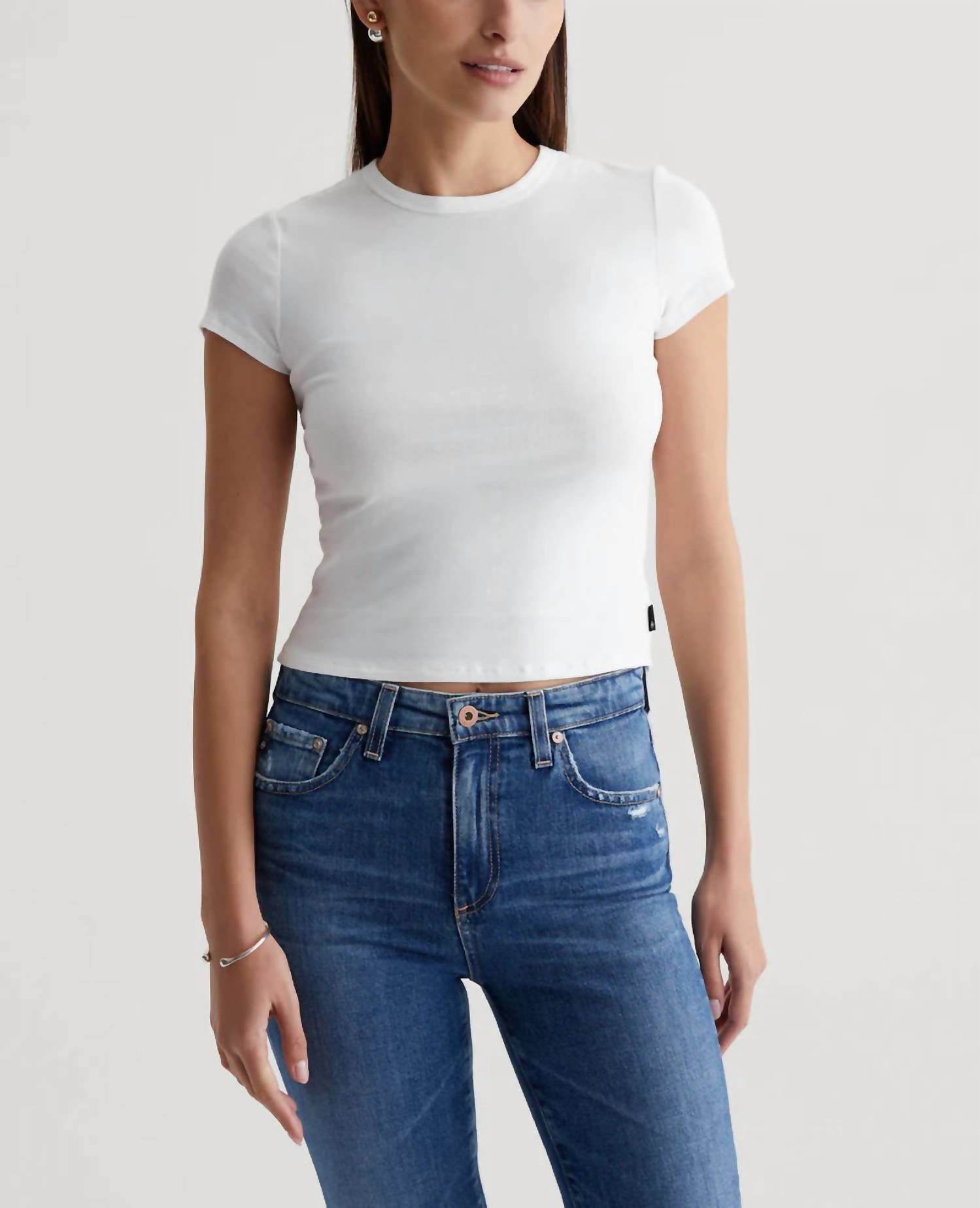 AG Jeans Hutton Crew Top in ex white - women's t-shirt - detail view