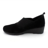 The FLEXX Women's Crosstown Slip-on Shoes in black suede - women's shoe - detail view