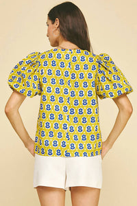 Pinch - Short Sleeve Flower Print Detail Blouse