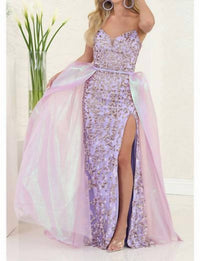 Nox Anabel - Strapless V-cut Sequin Dress With Overskirt
