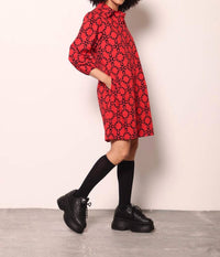 maude vivante Ava Mini Dress in red black 2 - women's dress - view 5