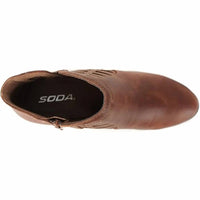 Soda - Women's Perforated Cut Out Stacked Booties
