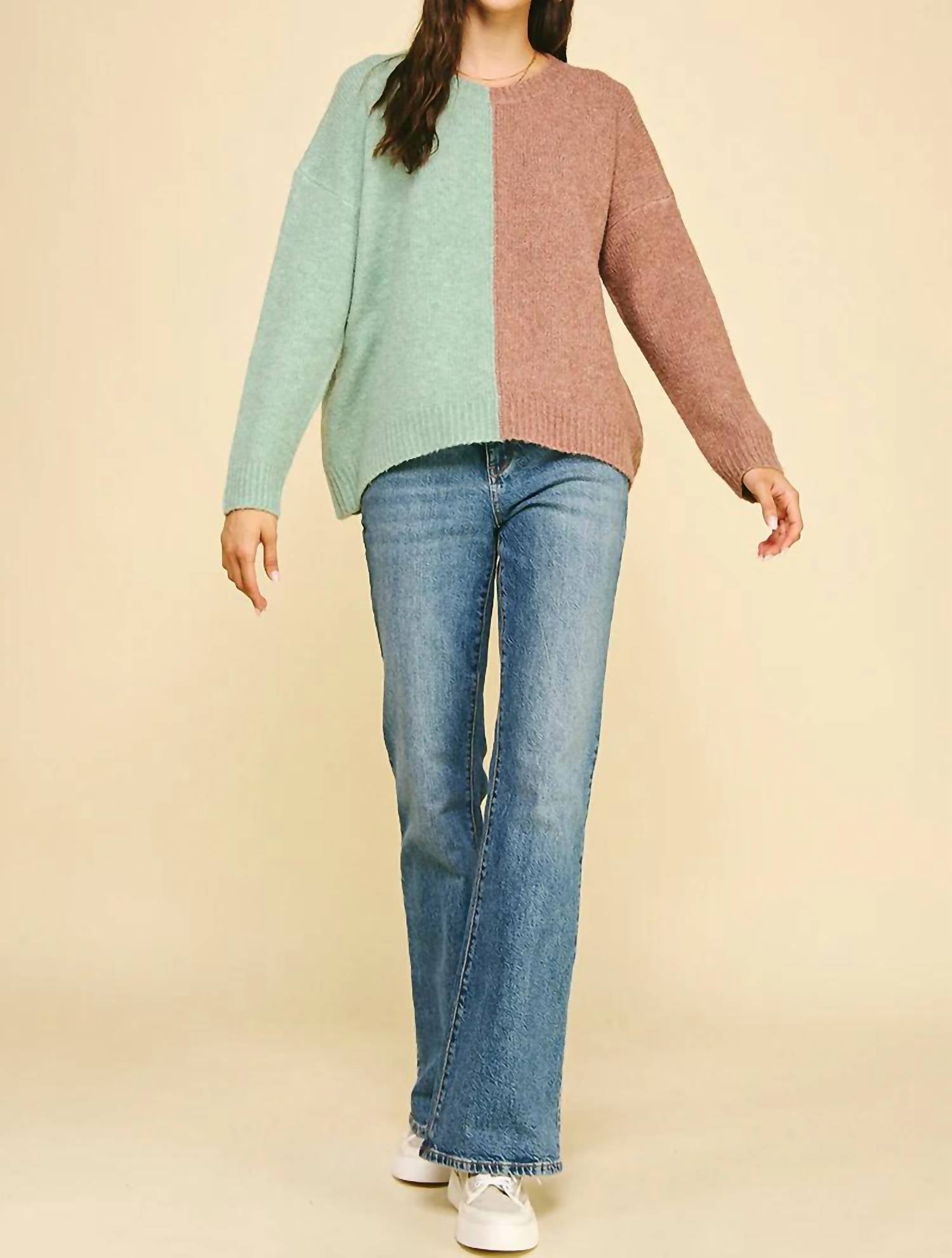 Pinch - Colorblock Cozy Round Neck Sweater
