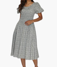 Aureum Lillibet Midi Dress in navy floral toile - women's dress
