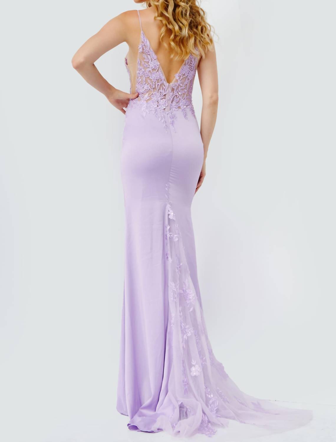 Jovani - Plunging Neck Prom Dress