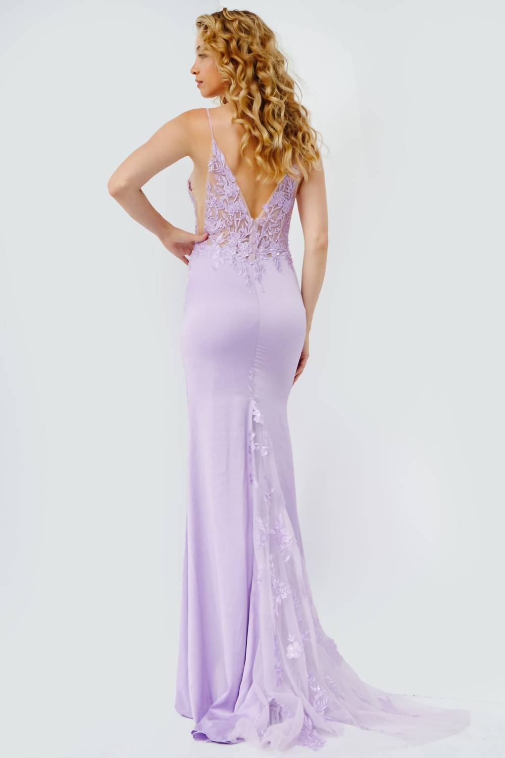 Jovani - Plunging Neck Prom Dress