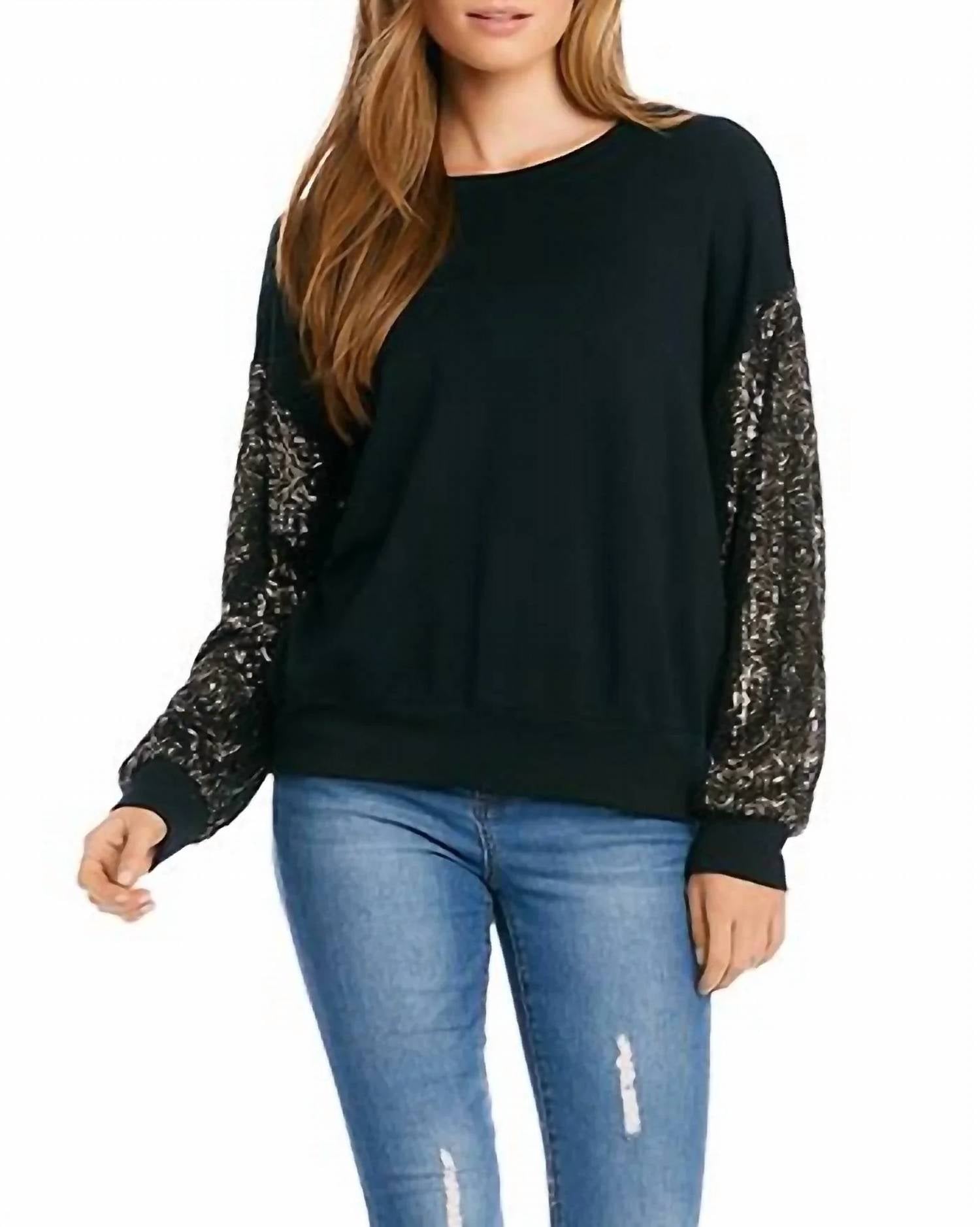 Karen Kane - Sosie Sequin Sleeve Long Sleeve Top
