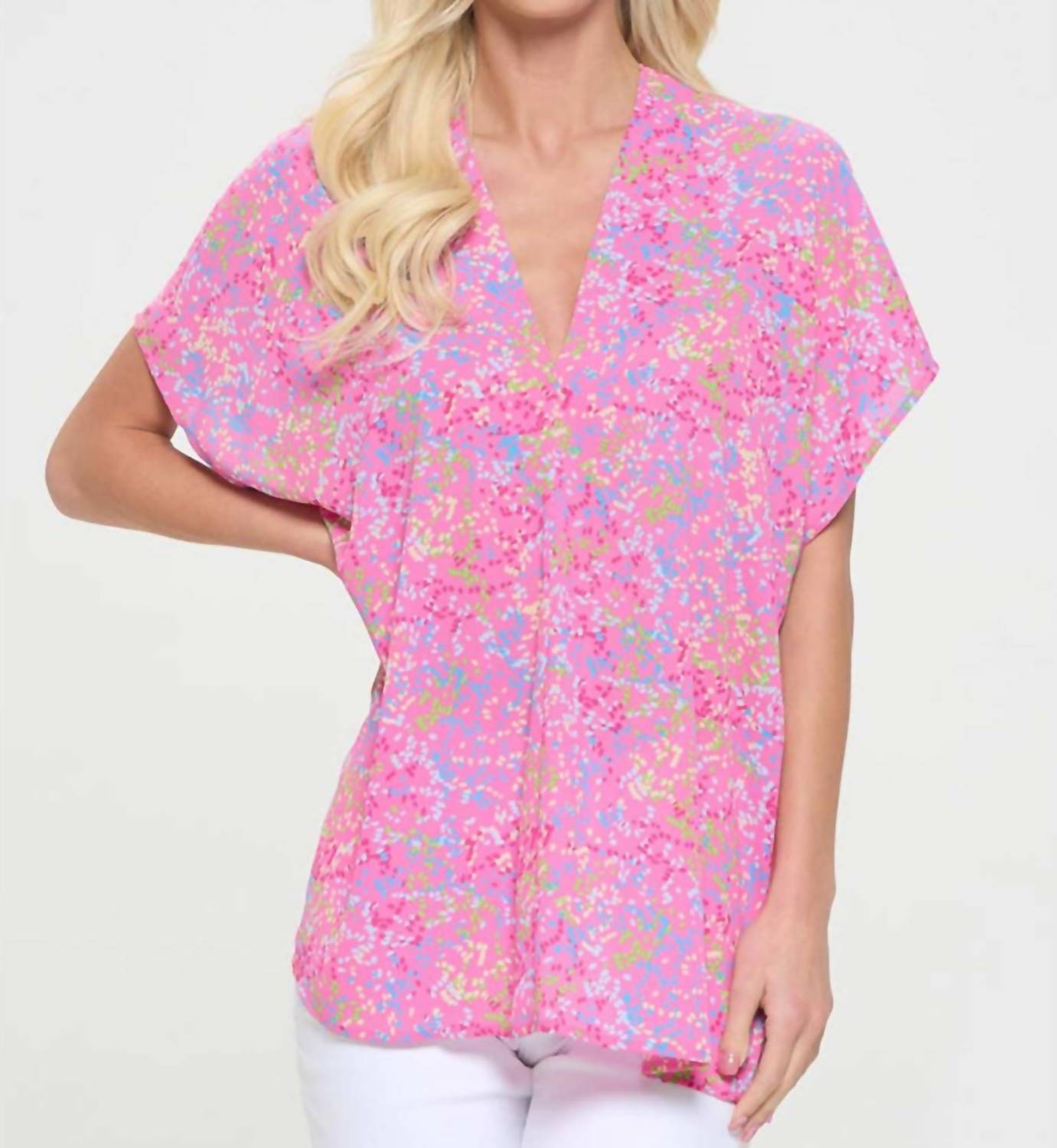 Adrienne - Confetti Delight V-Neck Top