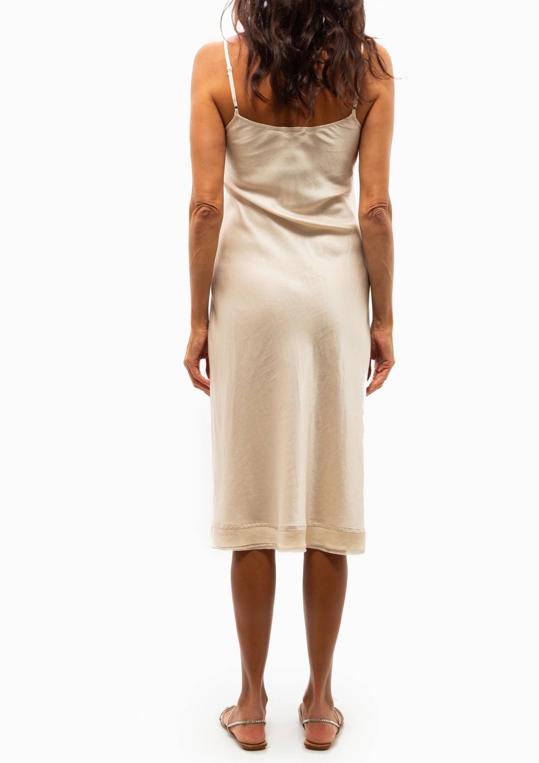 Brazeau Tricot - Classic Petal Slip Dress With Chiffon Procini