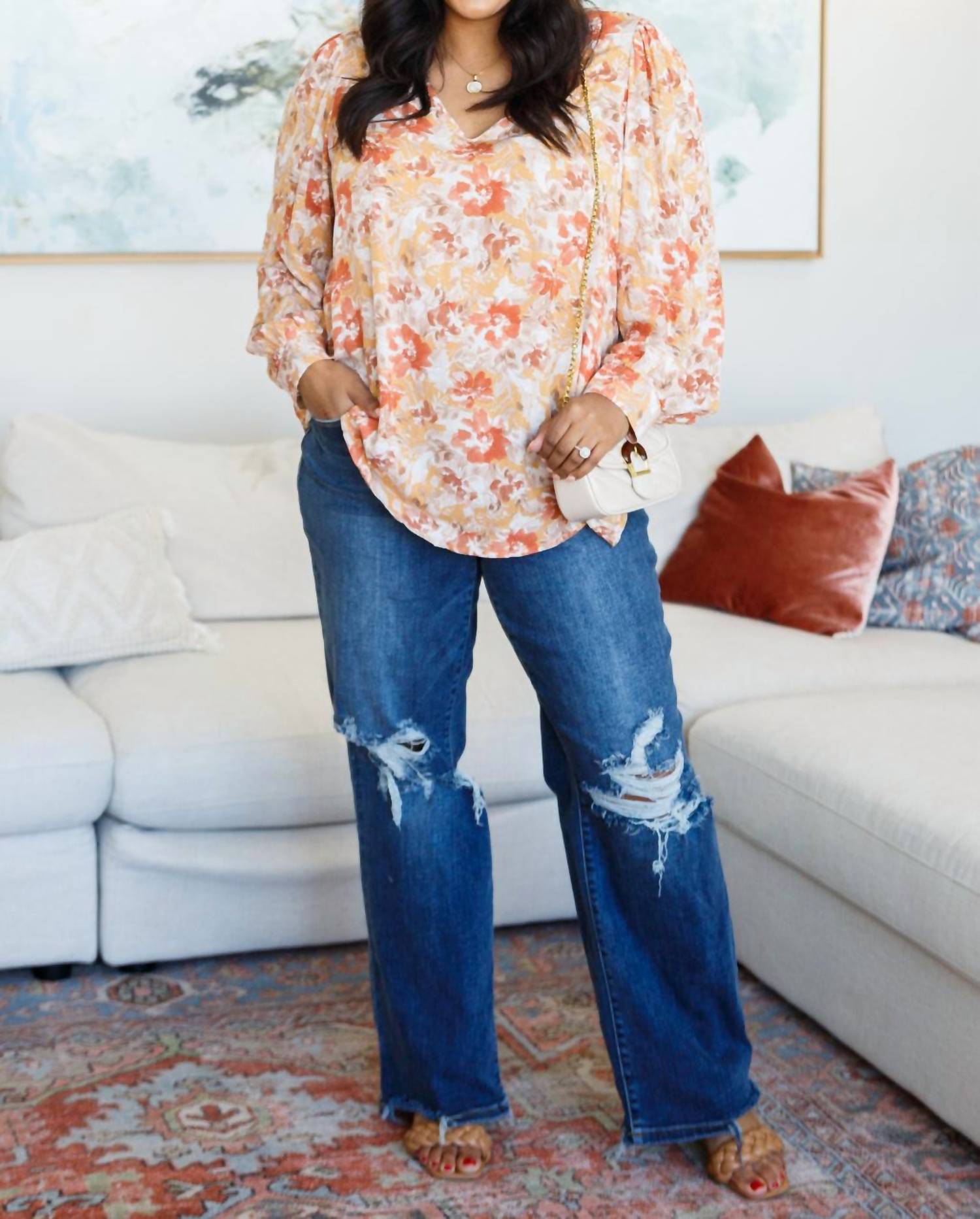 Emily Wonder - Marigold Dreams Floral Blouse