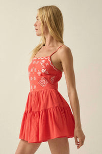 Promesa - Embroidered Garden Cotton Tiered Ruffle Romper