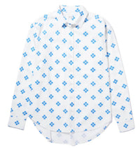 KULE Quinn Button Up Shirt in white royal blue - women's shirt - detail view