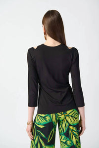 Joseph Ribkoff - Brigh Bamboo Jersey Cutout Fitted Top
