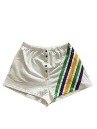 Queen Of Sparkles - Diagonal Mardi Gras Stripe Shorts