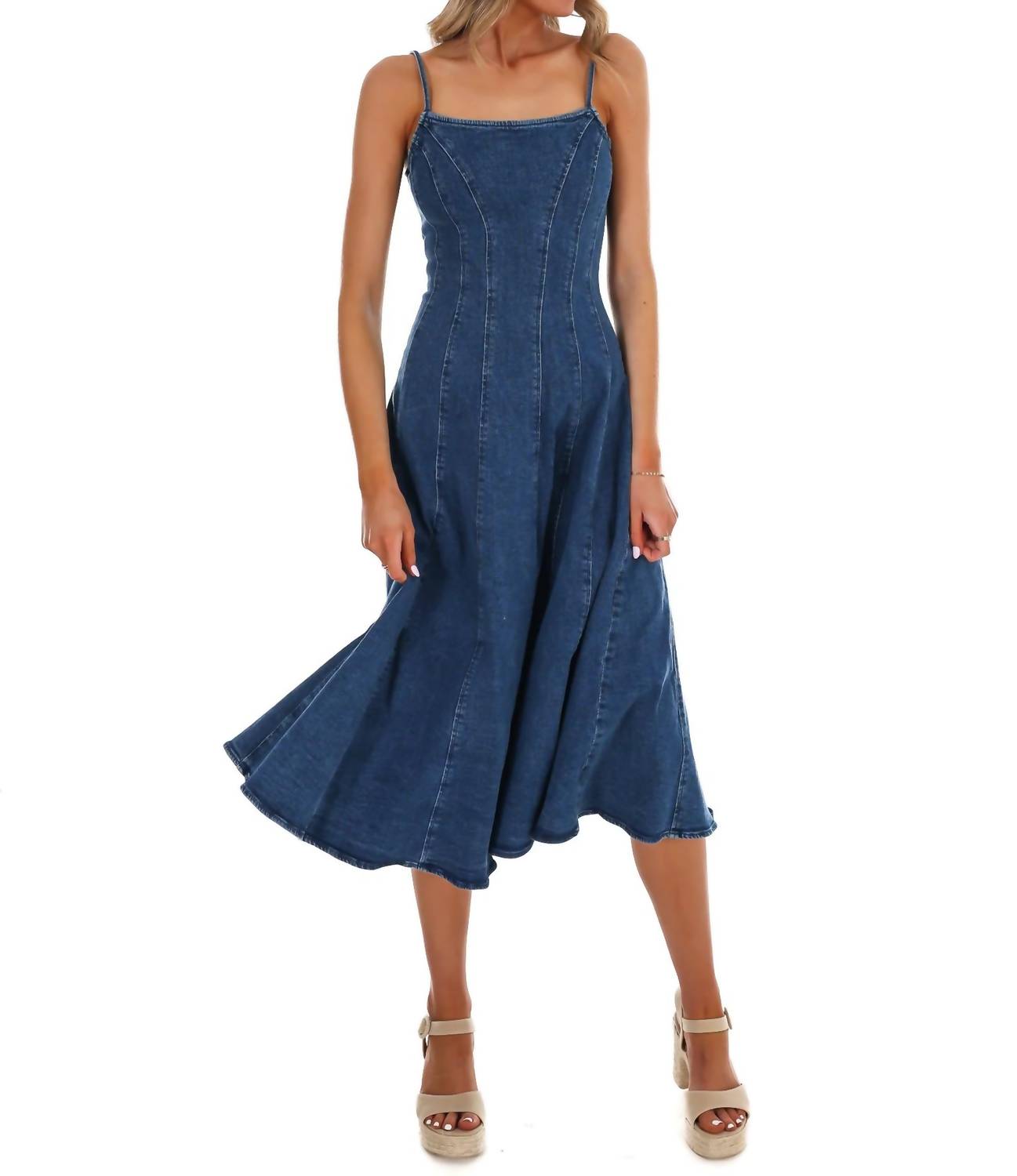 Flying Tomato - Women's Delilah Denim Midi Dress