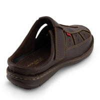 Andrea Men's Leather Clogs in dark brown - men's sandal - detail view