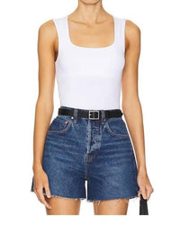 Free People Luna Square Neck Bodysuit in optic white - women's shirt - view 4