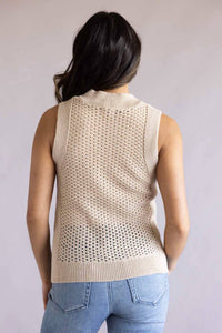 Elan - Sleeveless Open Knit Top
