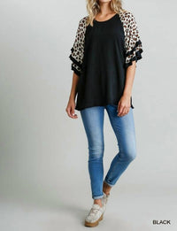 Umgee - Leopard Bell Sleeve Layered Top